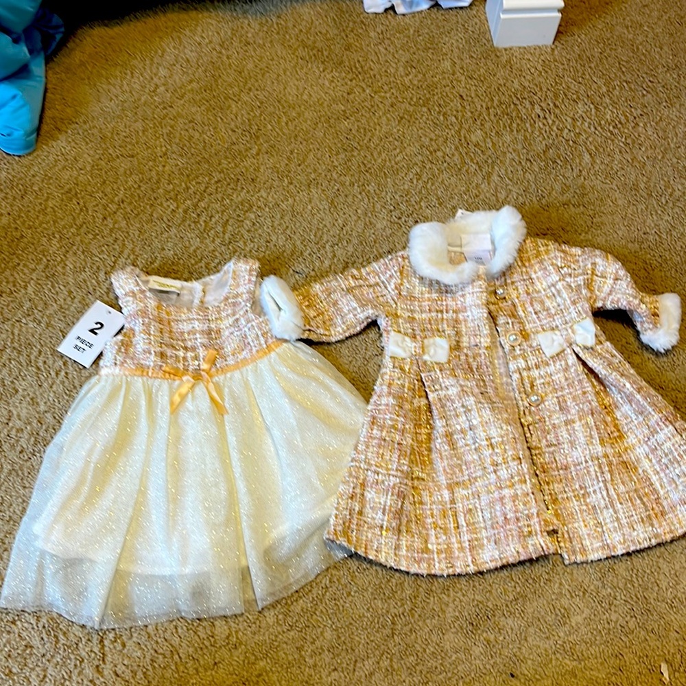 Blueberi dress 2 piece set with coat 12m